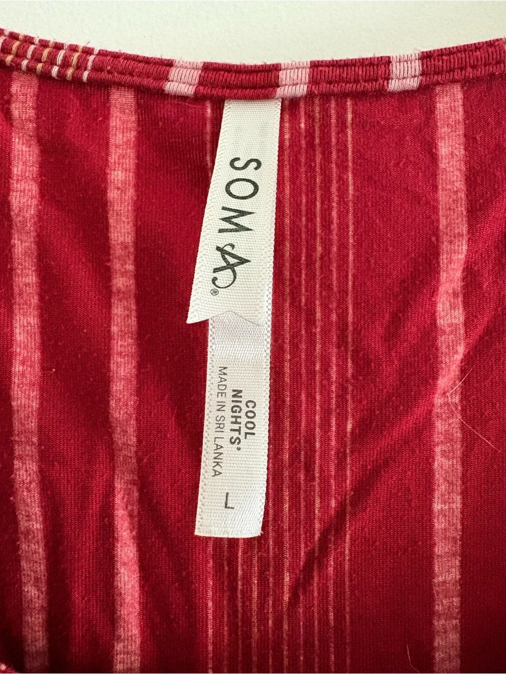 Soma Cool Nights Women’s Red Striped Short Sleeve Scoop Neck Nightshirt - Picture 2 of 2